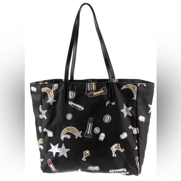 Marc Jacobs Graphic Print Nylon Tote Satchel Bag EUC Stars Keys Rainbows - Picture 1 of 14